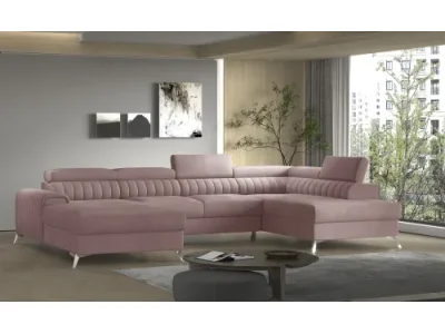 Detail produktu NABBI Lignan U P rohová sedačka u s rozkladom a úložným priestorom tmavoružová