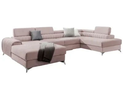 Detail produktu NABBI Lignan U P rohová sedačka u s rozkladom a úložným priestorom svetloružová