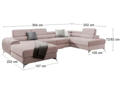 Detail produktu NABBI Lignan U P rohová sedačka u s rozkladom a úložným priestorom svetloružová