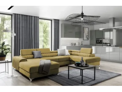 NABBI Lignan U P rohová sedačka u s rozkladom a úložným priestorom žltá