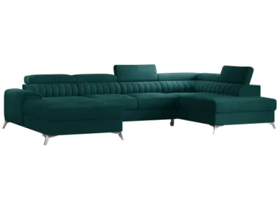 Detail produktu NABBI Lignan U P rohová sedačka u s rozkladom a úložným priestorom tmavozelená