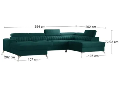 Detail produktu NABBI Lignan U P rohová sedačka u s rozkladom a úložným priestorom tmavozelená