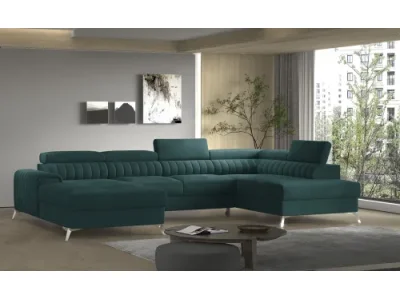 NABBI Lignan U P rohová sedačka u s rozkladom a úložným priestorom tmavozelená