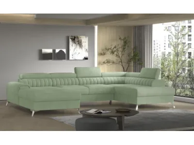 Detail produktu NABBI Lignan U P rohová sedačka u s rozkladom a úložným priestorom mentolová