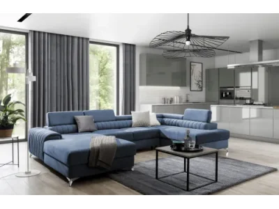 NABBI Lignan U P rohová sedačka u s rozkladom a úložným priestorom tmavomodrá