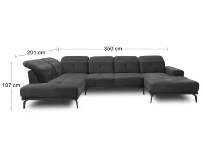 Detail produktu NABBI Barma U L rohová sedačka u tmavosivá