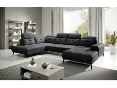 Detail produktu NABBI Barma U L rohová sedačka u tmavosivá