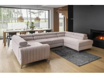 NABBI Lisbon U L rohová sedačka u s rozkladom a úložným priestorom svetloružová