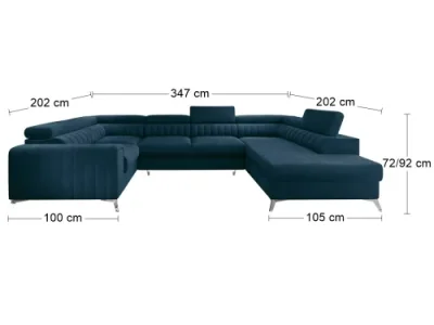 Detail produktu NABBI Lisbon U L rohová sedačka u s rozkladom a úložným priestorom tmavomodrá