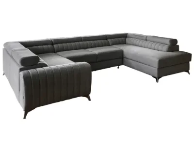 Detail produktu NABBI Lisbon U L rohová sedačka u s rozkladom a úložným priestorom tmavosivá