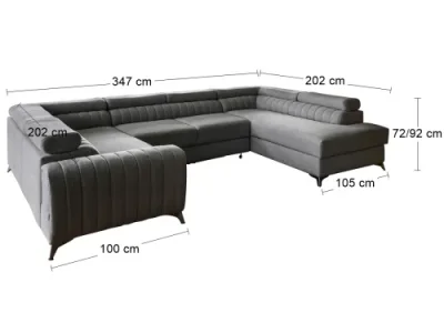 Detail produktu NABBI Lisbon U L rohová sedačka u s rozkladom a úložným priestorom tmavosivá