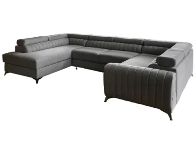 Detail produktu NABBI Lisbon U P rohová sedačka u s rozkladom a úložným priestorom tmavosivá