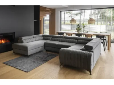 Detail produktu NABBI Lisbon U P rohová sedačka u s rozkladom a úložným priestorom tmavosivá