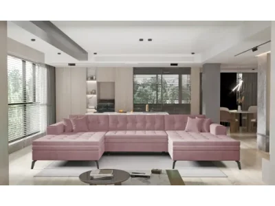 NABBI Vitoria U L/P rohová sedačka u s rozkladom tmavoružová