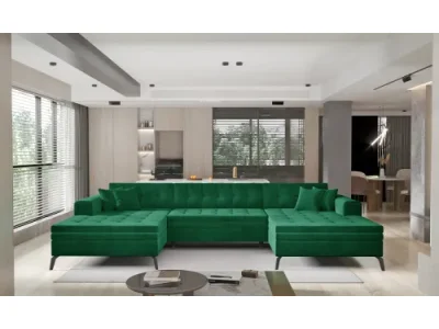 NABBI Vitoria U L/P rohová sedačka u s rozkladom tmavozelená