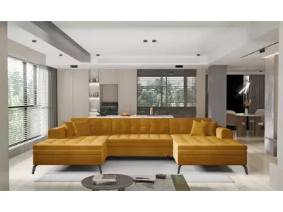 NABBI Vitoria U L/P rohová sedačka u s rozkladom horčicová