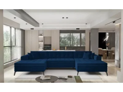 NABBI Vitoria U L/P rohová sedačka u s rozkladom tmavomodrá