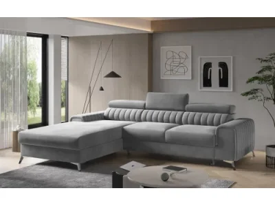 NABBI Granada L rohová sedačka s rozkladom a úložným priestorom svetlosivá