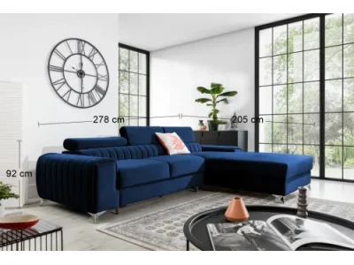 Detail produktu NABBI Granada P rohová sedačka s rozkladom a úložným priestorom tmavomodrá
