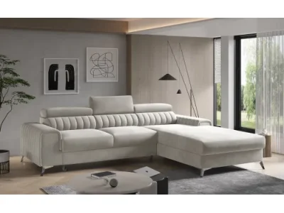 NABBI Granada P rohová sedačka s rozkladom a úložným priestorom béžová