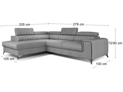 Detail produktu NABBI Lacante L rohová sedačka s rozkladom a úložným priestorom svetlosivá