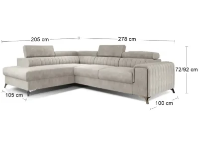 Detail produktu NABBI Lacante L rohová sedačka s rozkladom a úložným priestorom béžová