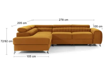 Detail produktu NABBI Lacante L rohová sedačka s rozkladom a úložným priestorom zlatá