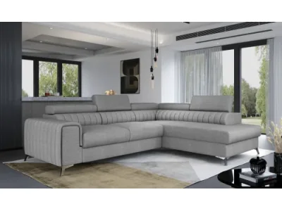 Detail produktu NABBI Lacante P rohová sedačka s rozkladom a úložným priestorom svetlosivá