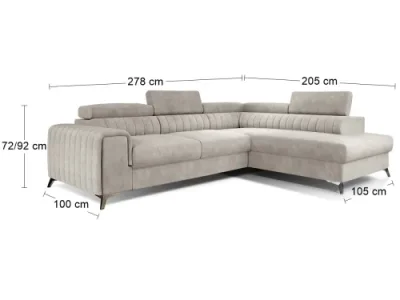 Detail produktu NABBI Lacante P rohová sedačka s rozkladom a úložným priestorom béžová