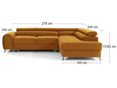 Detail produktu NABBI Lacante P rohová sedačka s rozkladom a úložným priestorom zlatá