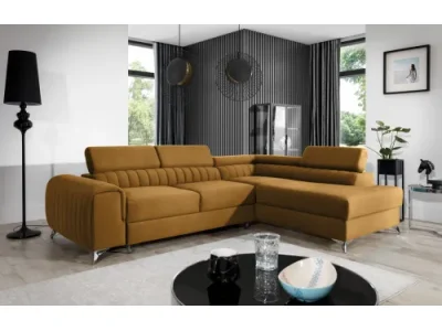 NABBI Lacante P rohová sedačka s rozkladom a úložným priestorom zlatá