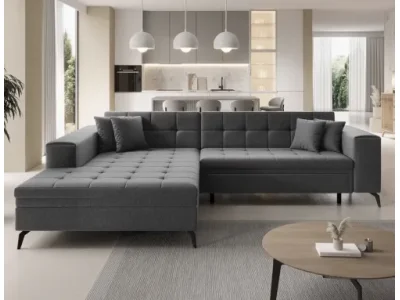 NABBI Savio L rohová sedačka s rozkladom svetlosivá