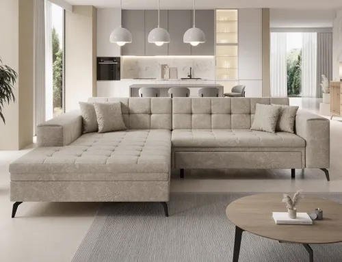 NABBI Savio L rohová sedačka s rozkladom béžová