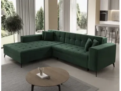 Detail produktu NABBI Savio L rohová sedačka s rozkladom tmavozelená