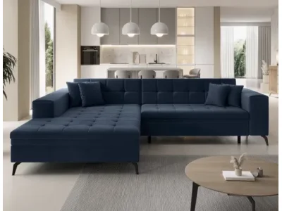 NABBI Savio L rohová sedačka s rozkladom tmavomodrá