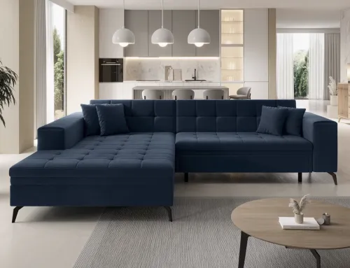 NABBI Savio L rohová sedačka s rozkladom tmavomodrá