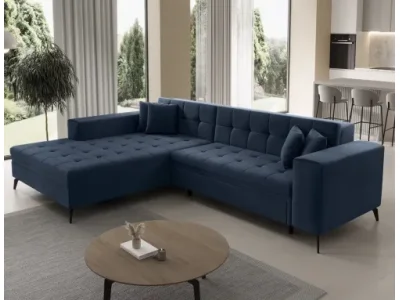 Detail produktu NABBI Savio L rohová sedačka s rozkladom tmavomodrá