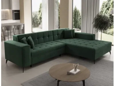 NABBI Savio P rohová sedačka s rozkladom tmavozelená