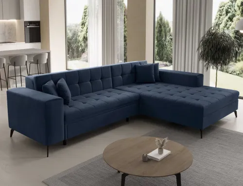 NABBI Savio P rohová sedačka s rozkladom tmavomodrá