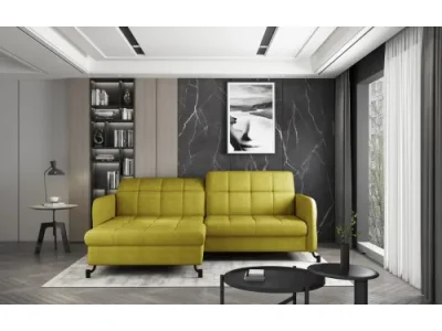 NABBI Lante L rohová sedačka s rozkladom a úložným priestorom žltá