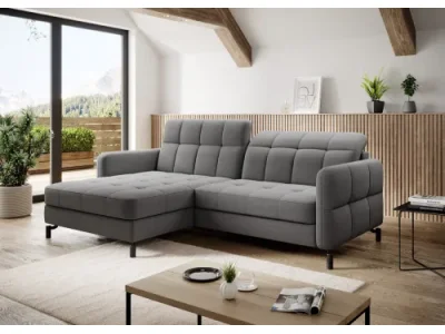 NABBI Lante L rohová sedačka s rozkladom a úložným priestorom tmavosivá