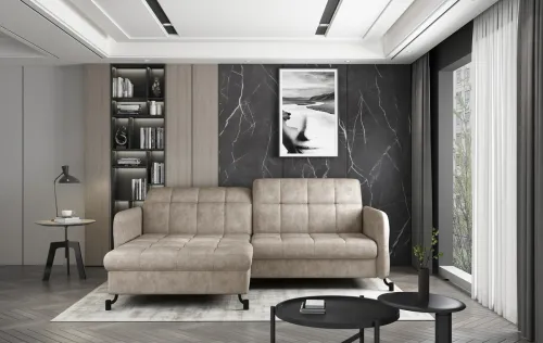 NABBI Lante L rohová sedačka s rozkladom a úložným priestorom béžová