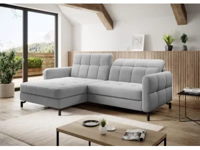NABBI Lante L rohová sedačka s rozkladom a úložným priestorom svetlosivá