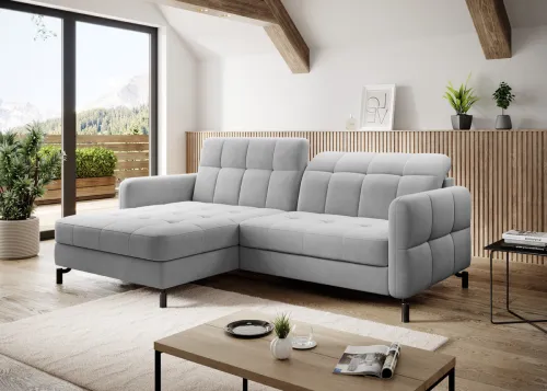 NABBI Lante L rohová sedačka s rozkladom a úložným priestorom svetlosivá