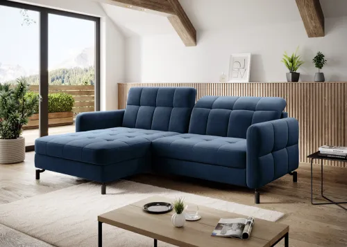 NABBI Lante L rohová sedačka s rozkladom a úložným priestorom tmavomodrá