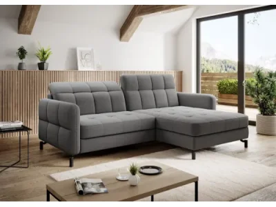 NABBI Lante P rohová sedačka s rozkladom a úložným priestorom tmavosivá