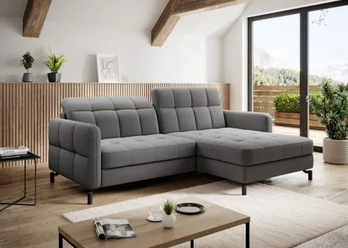 NABBI Lante P rohová sedačka s rozkladom a úložným priestorom tmavosivá