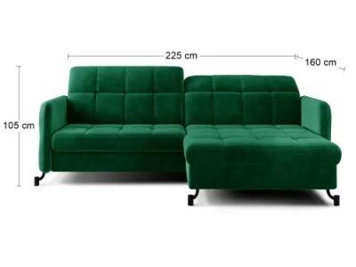 Detail produktu NABBI Lante P rohová sedačka s rozkladom a úložným priestorom tmavozelená