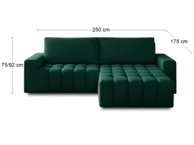 Detail produktu NABBI Bonta P rohová sedačka s rozkladom a úložným priestorom tmavozelená