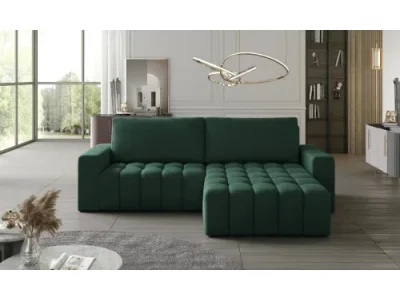 Detail produktu NABBI Bonta P rohová sedačka s rozkladom a úložným priestorom tmavozelená